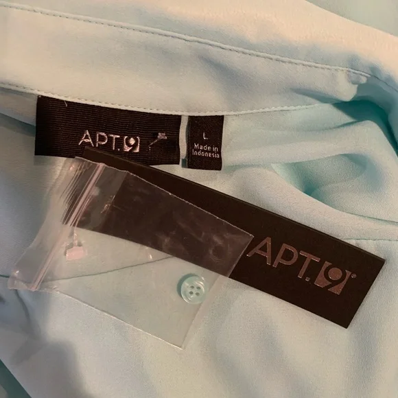 NWT Apt 9 aqua sheer layered long sleeve button down shirt, size Large - Picture 4 of 4